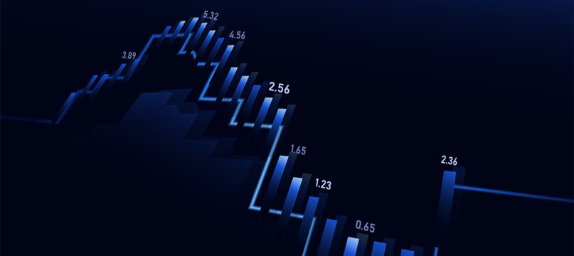 Abstract blue financial stock market candlestick chart banner