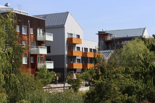 Sweden. Houses and streets in the city of Link&ouml;ping. &Ouml;sterg&ouml;tland province.