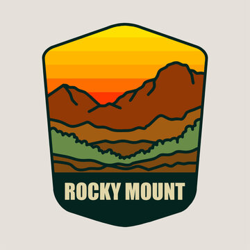 Rocky Mountain National Park Vintage Badge Logo Retro Landscape Vector