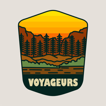 Voyageurs National Park Vintage Badge Logo Retro Landscape Vector
