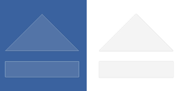 Eject button featuring a triangle above a horizontal bar on blue and white backgrounds isolated on a transparent background