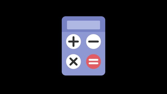 Minimalist flat design calculator icon with arithmetic symbols on dark background