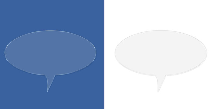 Oval shaped speech bubble with tail for text in transparent and solid grey styles isolated on a transparent background
