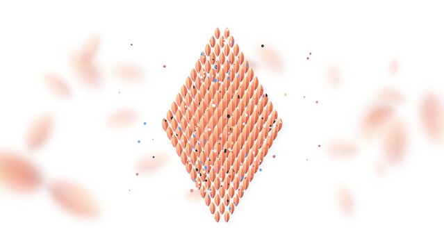 Symmetrical Snake Scale Design Asset Sculpted from Terrazzo Stone with Warm Sunset Gradient on White Background