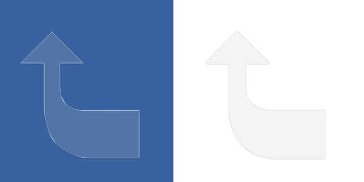 Upward pointing arrow with geometric segmentation and split color background layout isolated on a transparent background g