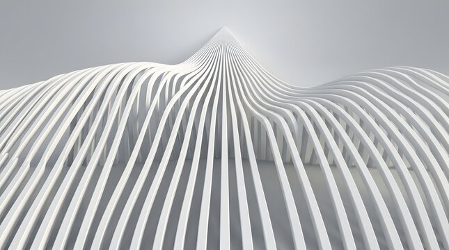 Abstract white architectural structure. Modern parametric design with flowing 3D lines.