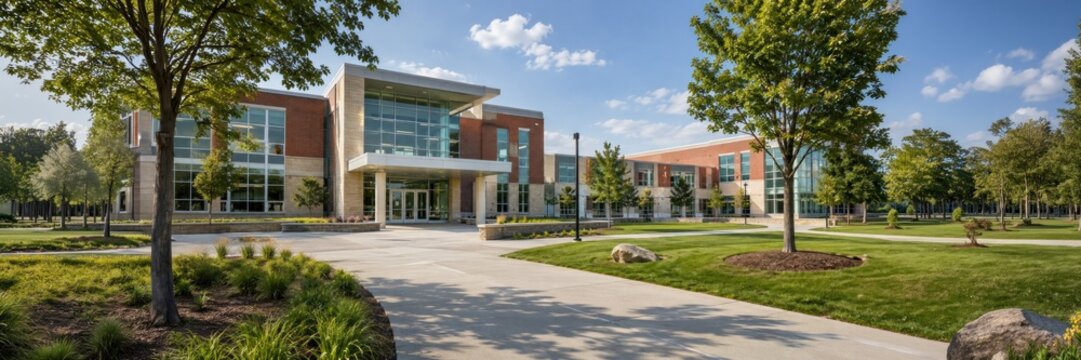 Modern school campus, back to school
