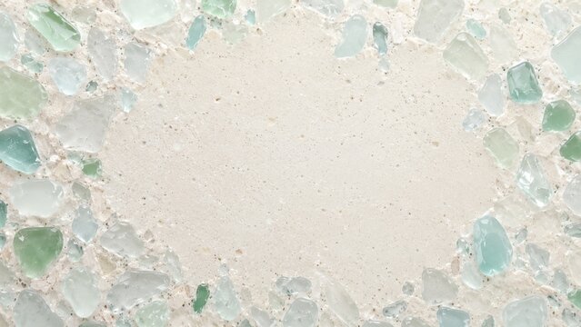 Pale aqua recycled glass terrazzo with copy space