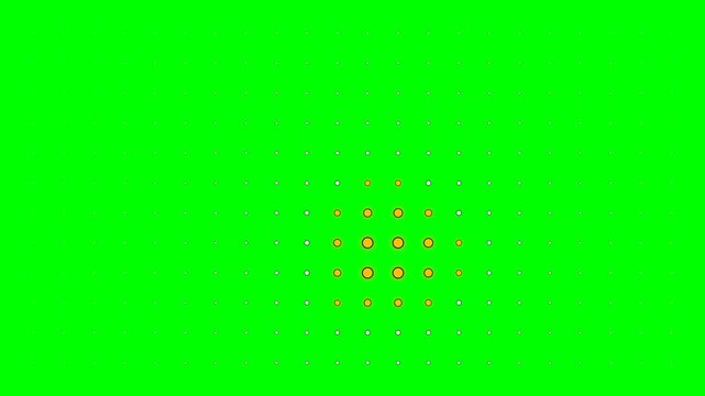 A vibrant digital pattern of yellow dots arranged on a bright green background