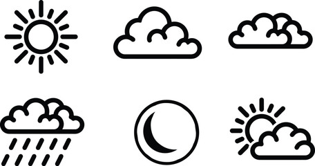 Fototapeta premium Weather vector icon set for daily climate forecast