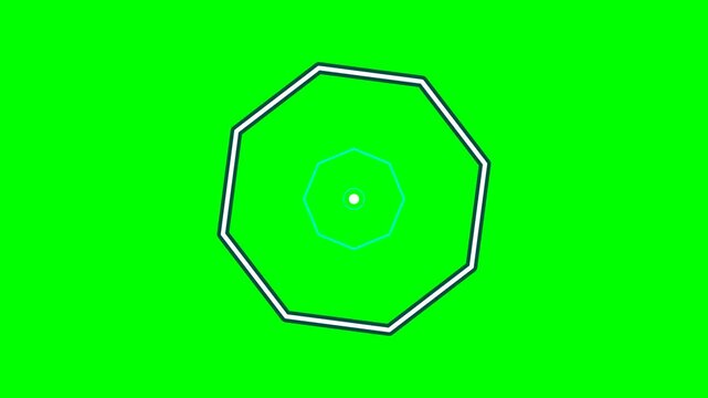 Abstract composition featuring nested triangular shapes on green background