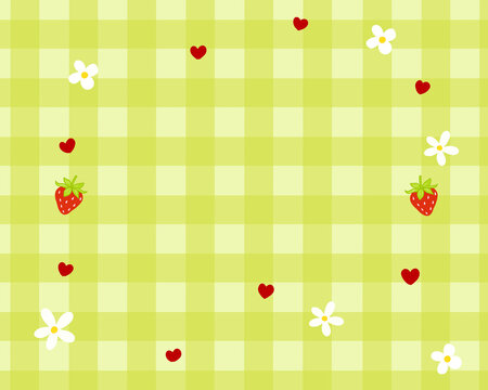 Summer lettering design with gingham background textured for greeting card. Hand drawn for printable or background