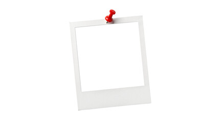 Composite frame for Polaroid photos pinned with red thumbtacks isolated on trasparent background © GraphicsWorld