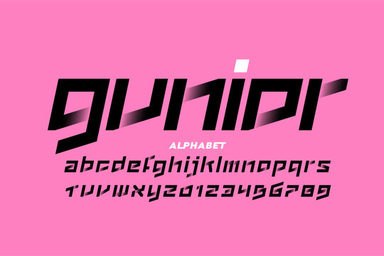 Junior. Tech Style Font | Modern Digital Alphabet & Numbers Vector

