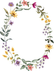 Fototapeta premium beautiful wildflower watercolor wreath background