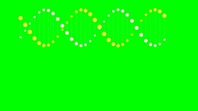 A stylized digital illustration of a dna double helix on a green background