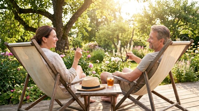 Couple Enjoying Summer Bank Holiday Relaxation Outdoors
