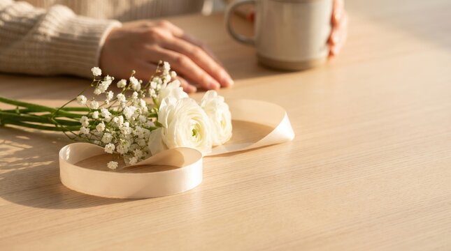 Person holding mug near flowers for World Lungs Day awareness
