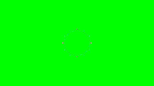 Geometric circle formed by connected nodes on a bright green background
