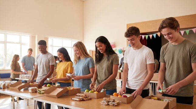 Young Volunteers Pack Snack Boxes for India's Independence Day Charity Event