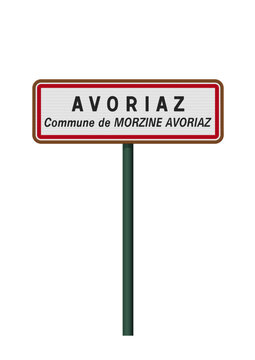 Panneau d'entr&eacute;e de la station de sports d'hiver d'Avoriaz (Haute Savoie) en vectoriel