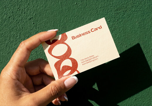 Hand Holding Business Card Mockup