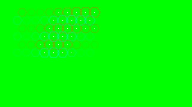 Abstract geometric pattern of hexagonal grid shapes on a vibrant green screen