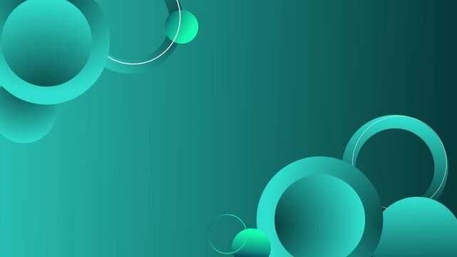 Abstract background with 3d circles and rings on a smooth gradient surface animation