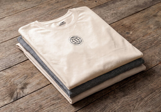 Folded T Shirts Stack Mockup