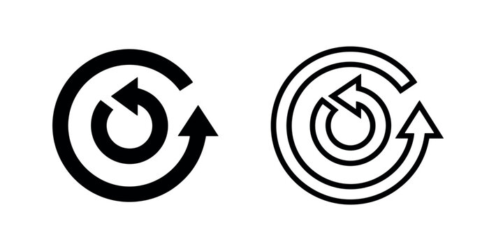 Concentric circular arrows icon set, reload and continuous process symbol for updates and flow