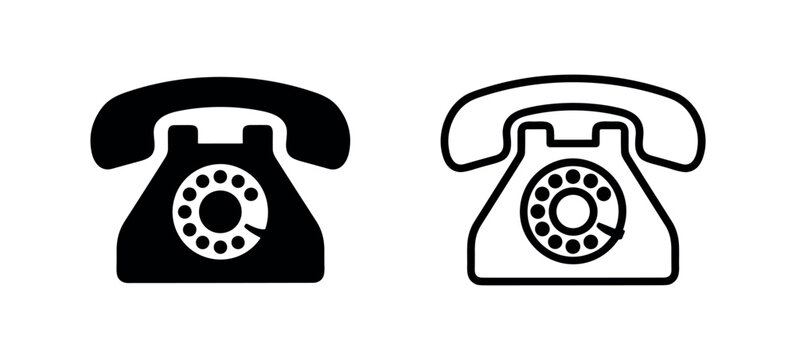 Rotary telephone icon vector. Vintage phone communication symbol. Old technology.