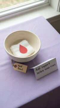 Blood Donation Symbol in Bowl with Supportive Message
