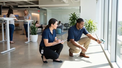 Fototapeta premium Office Staff Inspecting for Heatwave Safety