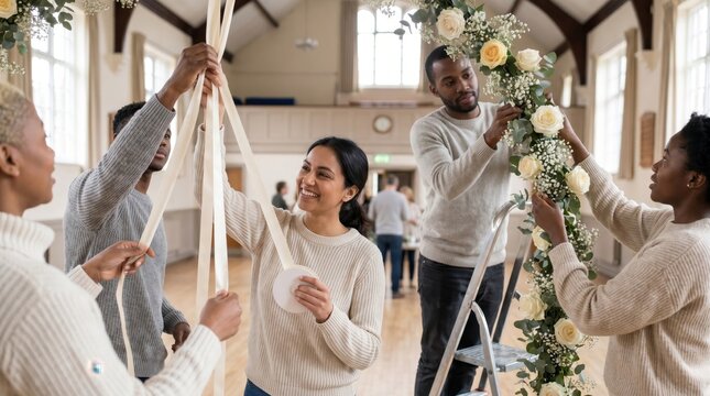 Volunteers Decorate Hall for World Lungs Day Celebration