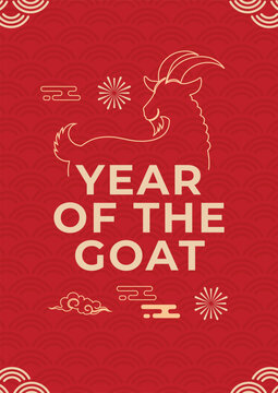 Year Of The Goat Chinese Zodiac Greeting Poster