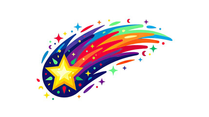 Vibrant shooting star with rainbow tail and sparkling stars © sufyan