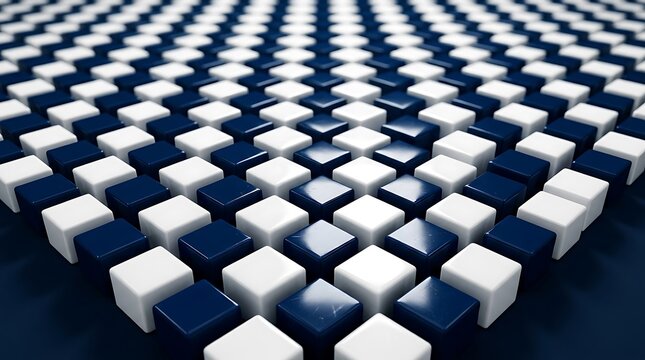 Abstract background featuring a repeating pattern of black and white cubes in perspective view