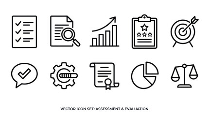 Fototapeta premium Business assessment and performance evaluation icons