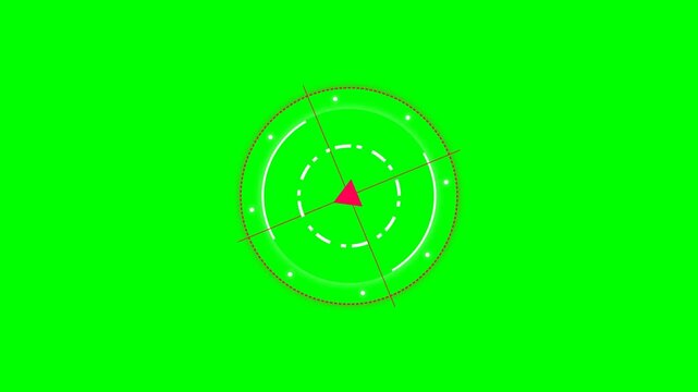 Abstract circular interface element with rotating arrow on green screen