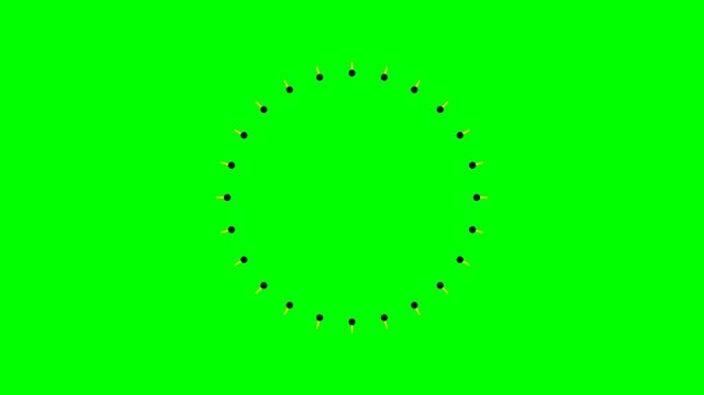 A vibrant yellow ring surrounded by a symmetrical circle of black dots