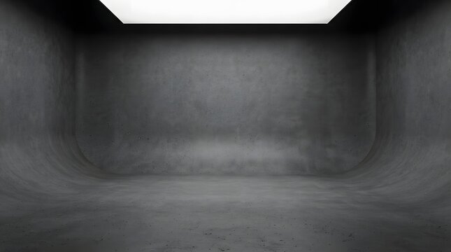 Dark Concrete Studio Background With Empty Product Display Stage And Dramatic Spotlight Lighting