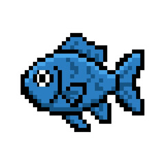 Fototapeta premium Detailed blue carp pixel art sprite.