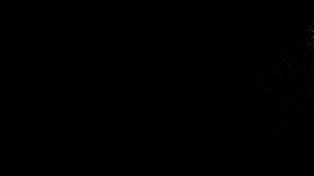 Magical particle trail revealing white glowing sparkles on a black background. Perfect for festive intros, visual effects, overlays, magical intros, transitions, and festive celebration videos.