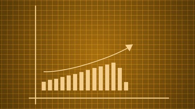 Minimal growth chart with rising bars and an upward arrow animation