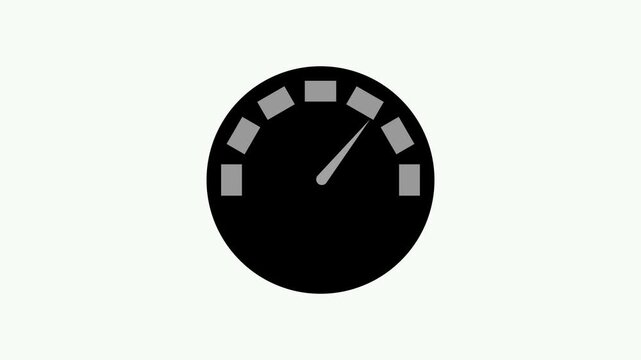 Simple speedometer gauge icon rising needle and square scale marks animation