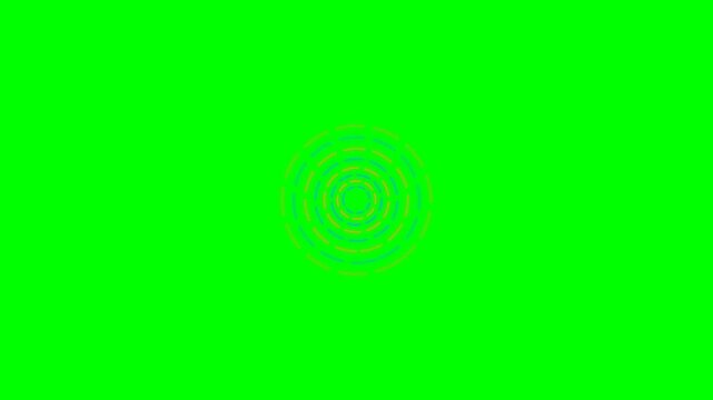 Abstract concentric circle pattern against a vibrant solid green background