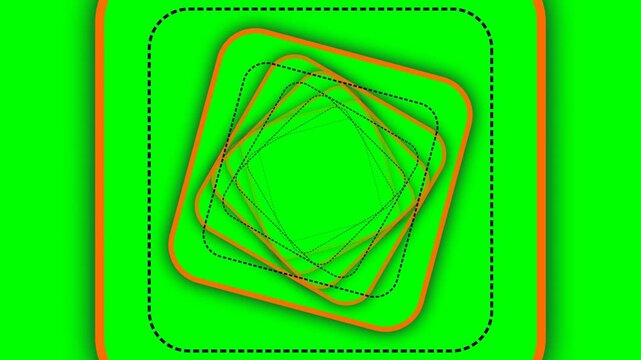Abstract concentric rounded squares with an orange border on green background
