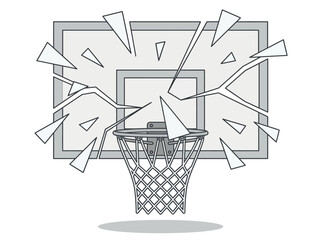 Shattered Basketball Backboard Vector Illustration with Glass Shards © Gulungan
