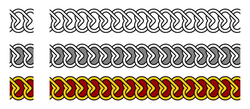 Interlocked Heart Shape Seamless Pattern Frame Border Decoration Ornament Vector Illustration