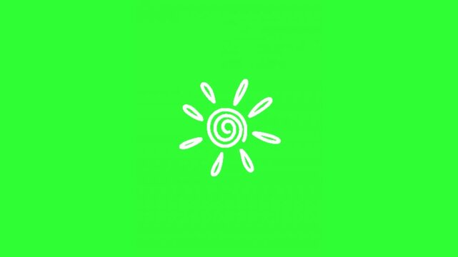 Hand-drawn chalk style animated sun illustration ideal for classroom presentations, children's education, weather concepts, and creative whiteboard animations.
